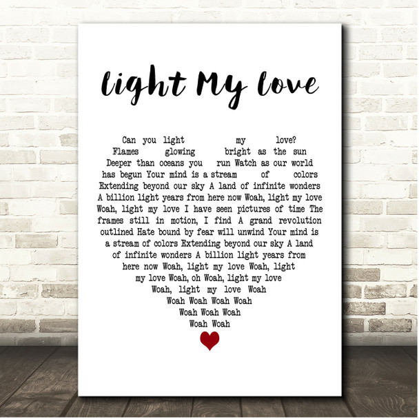 Greta Van Fleet Light My Love White Heart Song Lyric Print