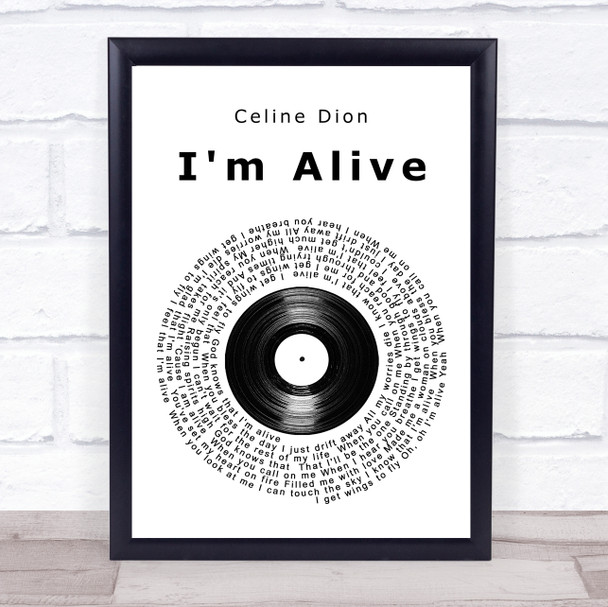 Celine Dion I'm Alive Vinyl Record Song Lyric Music Wall Art Print