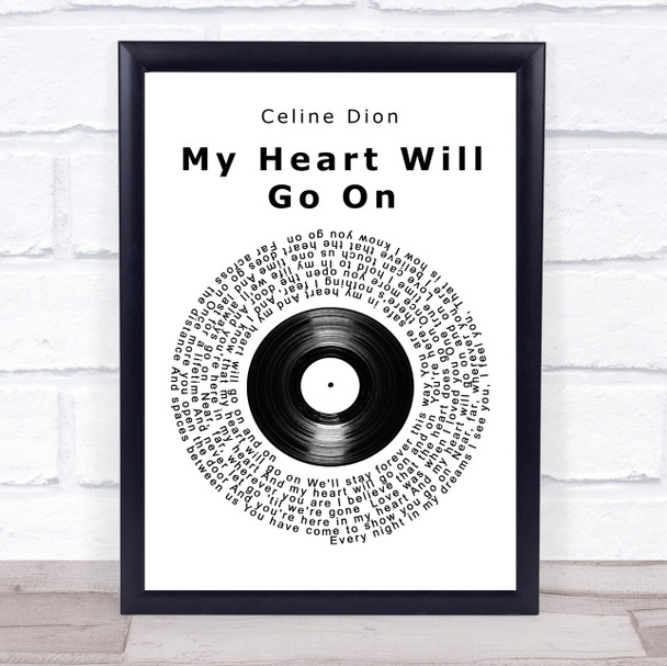 Celine Dion My Heart Will Go On Vinyl Record Song Lyric Music Wall Art Print