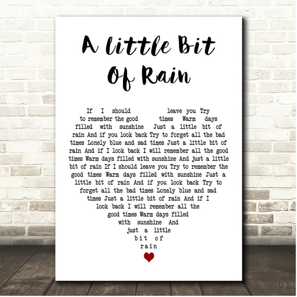 Amos Lee A Little Bit Of Rain White Heart Song Lyric Print