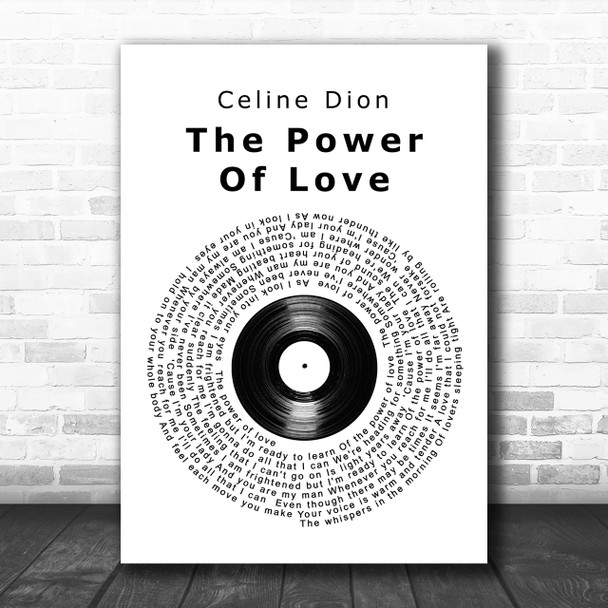 Celine Dion The Power Of Love Vinyl Record Song Lyric Music Wall Art Print