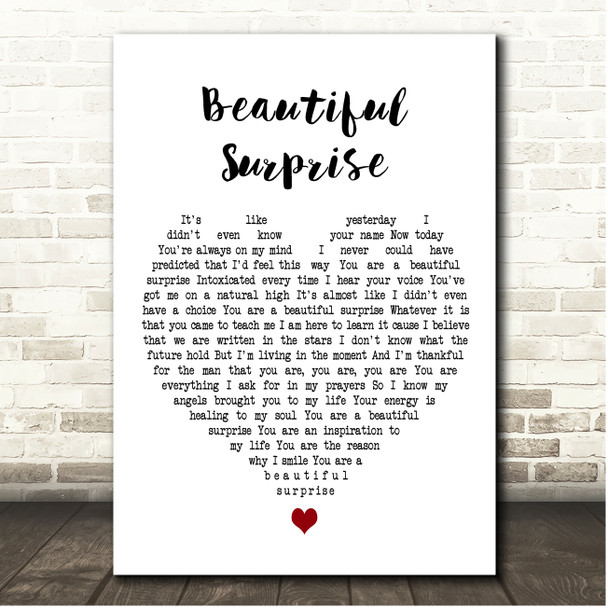India.Arie Beautiful Surprise White Heart Song Lyric Print