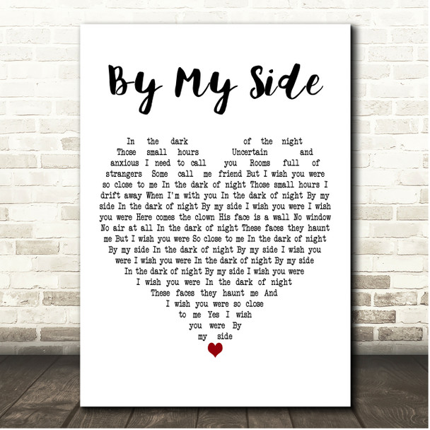 INXS By My Side White Heart Song Lyric Print