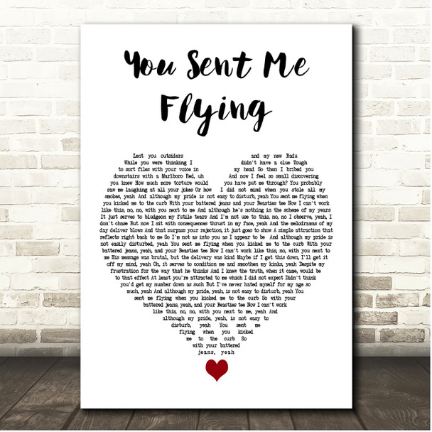 Amy Winehouse You Sent Me Flying White Heart Song Lyric Print