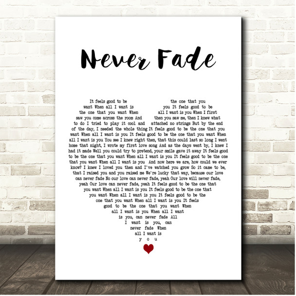 Jack Johnson Never Fade White Heart Song Lyric Print