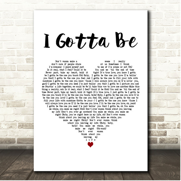 Jagged Edge I Gotta Be White Heart Song Lyric Print