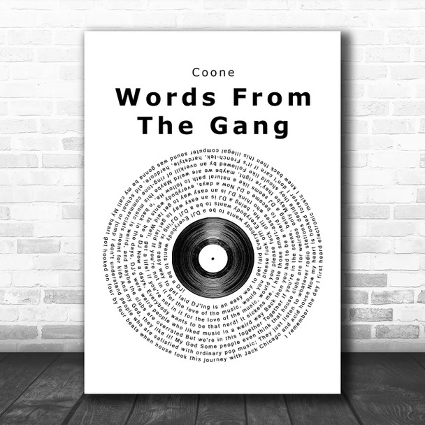 Coone Words From The Gang Vinyl Record Song Lyric Music Wall Art Print