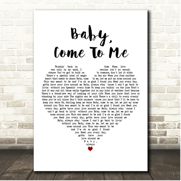 James Ingram Baby, Come To Me White Heart Song Lyric Print