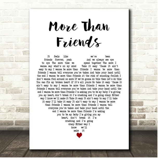 Jason Mraz More Than Friends White Heart Song Lyric Print