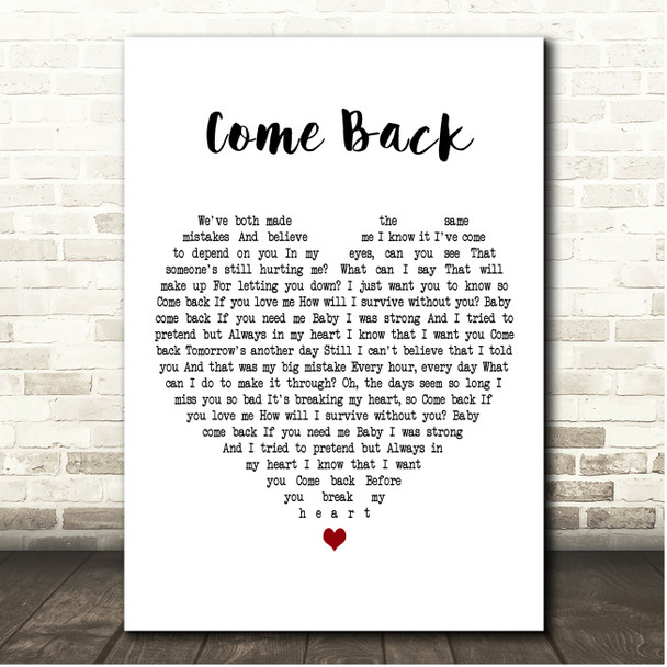 Jessica Garlick Come Back White Heart Song Lyric Print