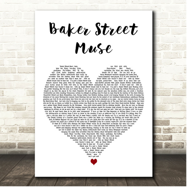 Jethro Tull Baker Street Muse White Heart Song Lyric Print