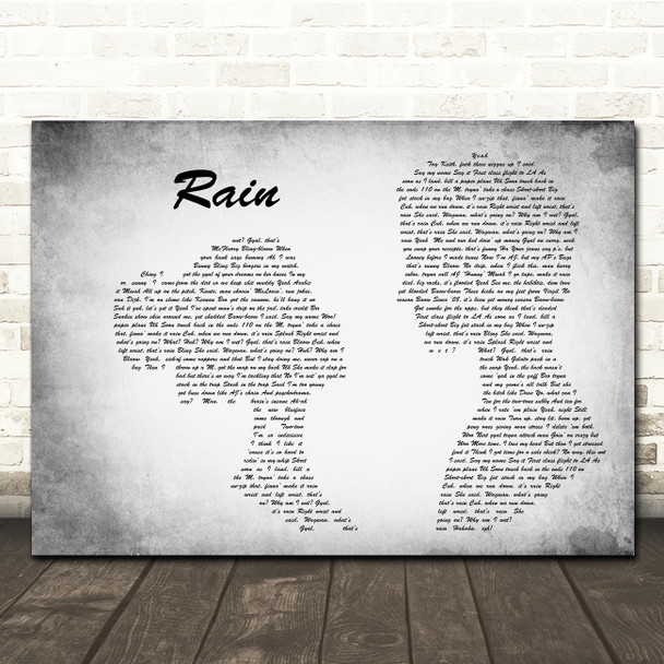 Aitch & AJ Tracey Rain Grey Landscape Man & Lady Song Lyric Print