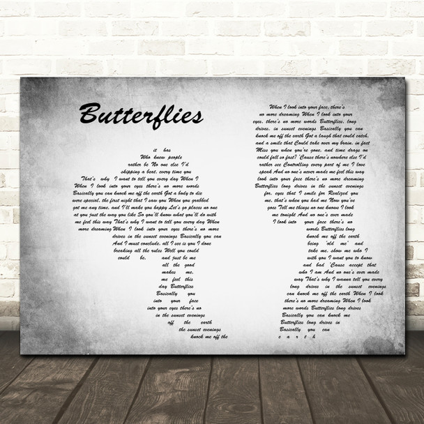 Lucy Spraggan Butterflies Grey Landscape Man & Lady Song Lyric Print