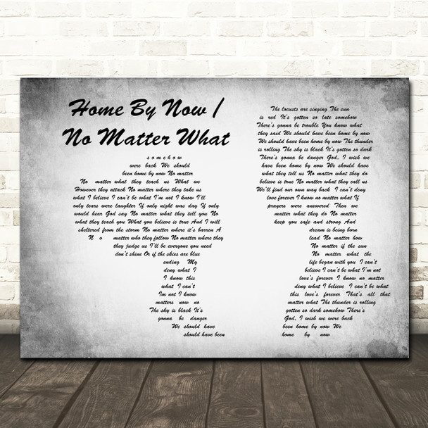 Meat Loaf Home by Now No Matter What Grey Landscape Man & Lady Song Lyric Print