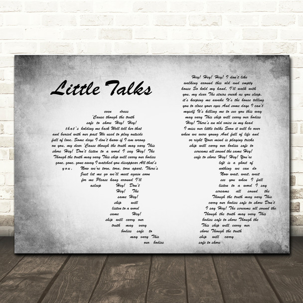 Of Monsters And Men Little Talks Grey Landscape Man & Lady Song Lyric Print