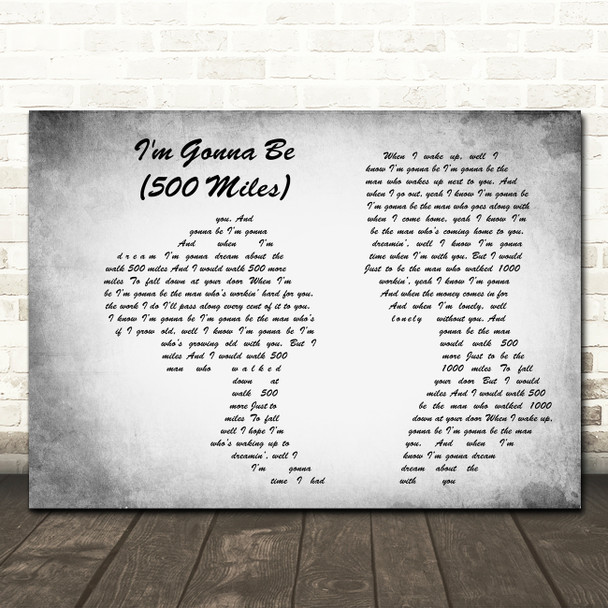 Sleeping At Last I'm Gonna Be 500 Miles Grey Landscape Man & Lady Song Lyric Print