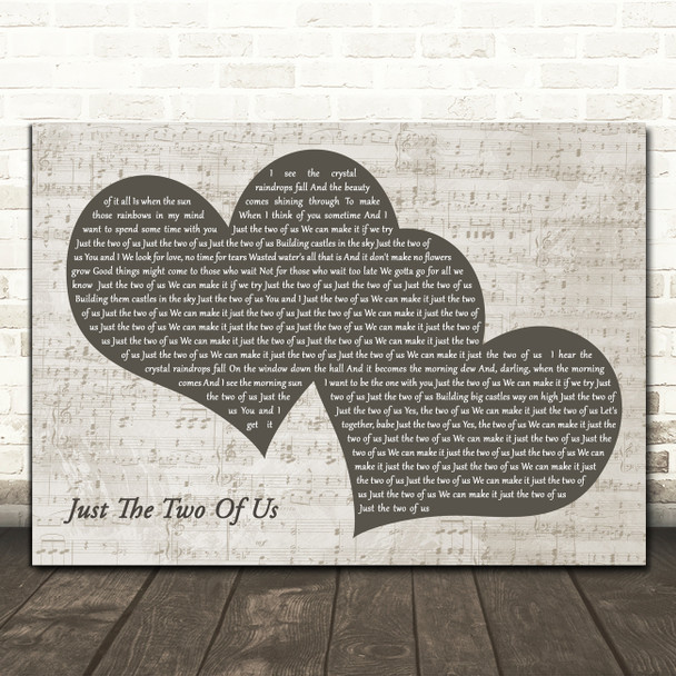 Grover Washington Jr. Just The Two Of Us Black & White Two Hearts Song Lyric Print