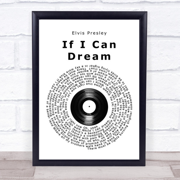 Elvis Presley If I Can Dream Vinyl Record Song Lyric Music Wall Art Print