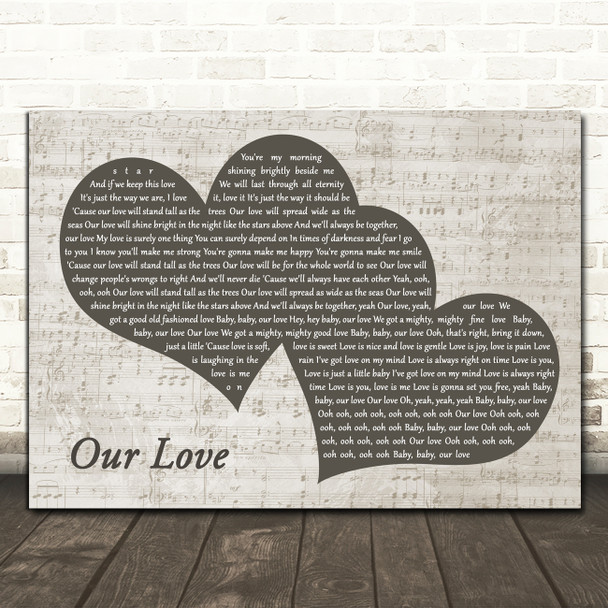 Natalie Cole Our Love Black & White Two Hearts Song Lyric Print