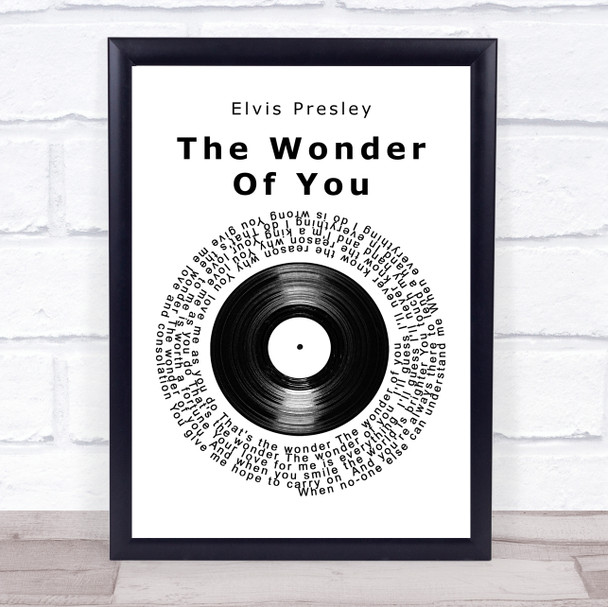 Elvis Presley The Wonder Of You Vinyl Record Song Lyric Music Wall Art Print