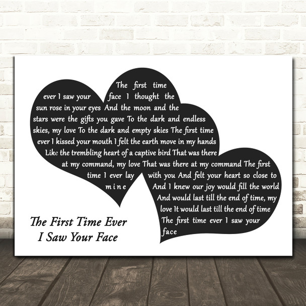 Roberta Flack The First Time Ever I Saw Your Face Music Script Two Hearts Song Lyric Print