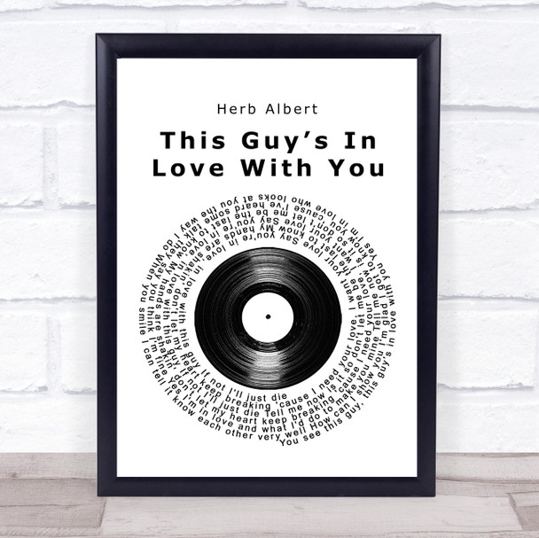 Herb Albert This Guys In Love With You Vinyl Record Song Lyric Music Wall Art Print