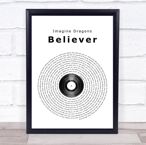 Imagine Dragons Believer Vinyl Record Song Lyric Music Wall Art Print