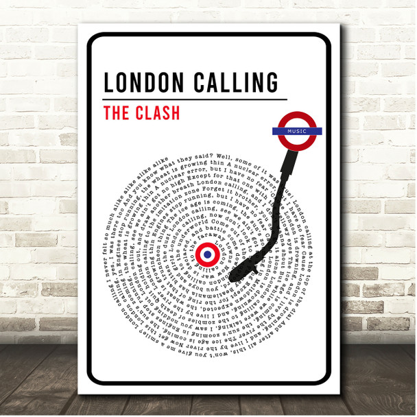 The Clash London Calling London Sign Style Vinyl Song Lyric Print