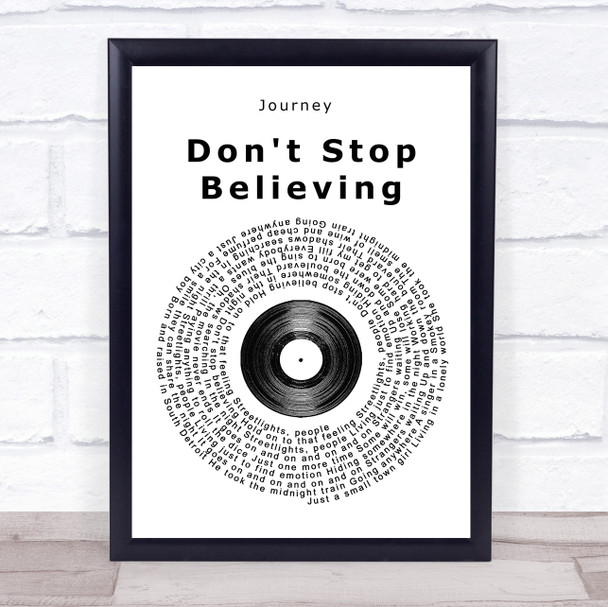 Journey Don't Stop Believing Vinyl Record Song Lyric Music Wall Art Print