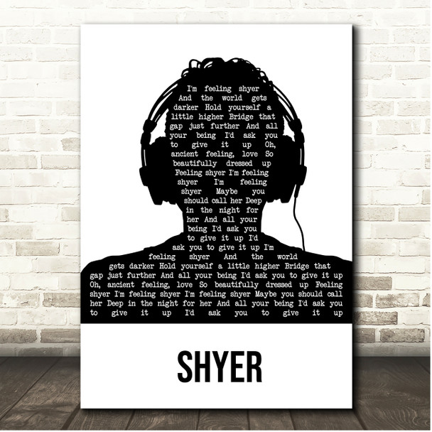 London Grammar Shyer Black & White Man Headphones Song Lyric Print