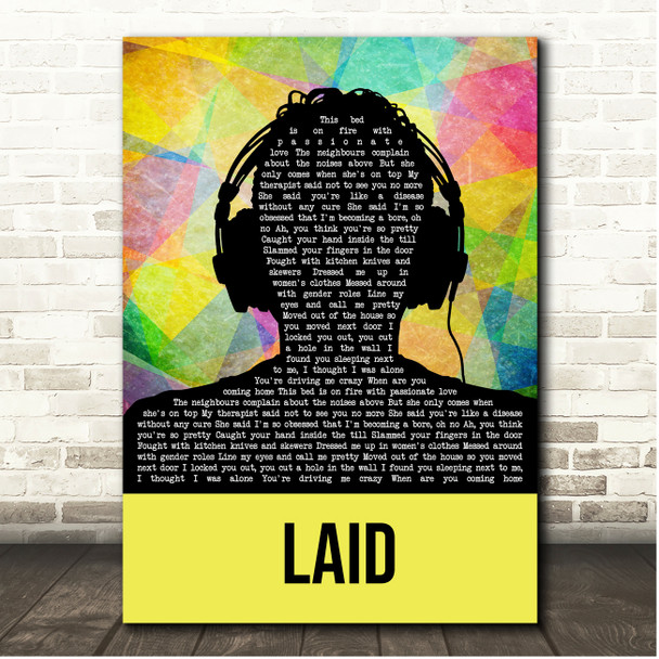 James Laid Multicolour Man Headphones Song Lyric Print