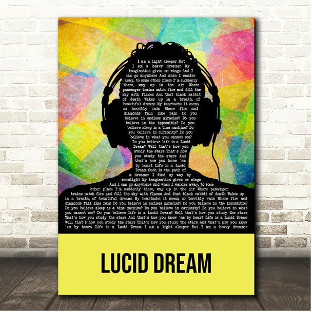 Owl City Lucid Dream Multicolour Man Headphones Song Lyric Print