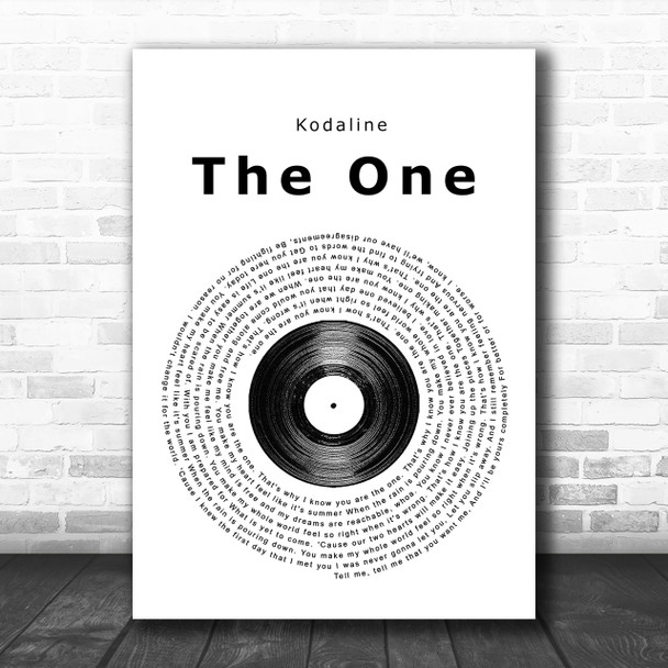 Kodaline The One Vinyl Record Song Lyric Music Wall Art Print