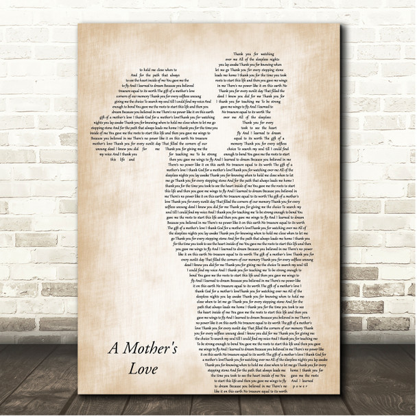 Jim Brickman A Mother's Love Mother & Child Song Lyric Print