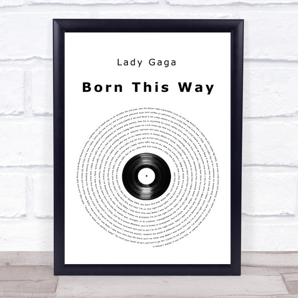 Lady Gaga Born This Way Vinyl Record Song Lyric Music Wall Art Print