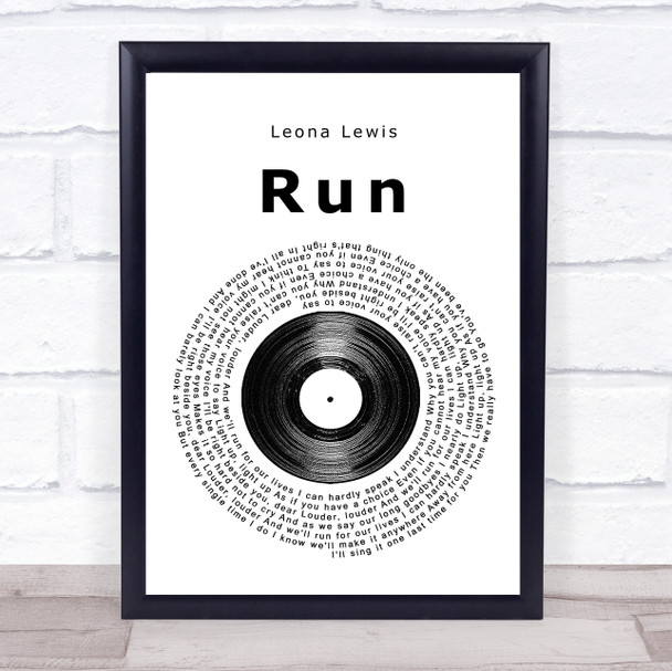 Leona Lewis Run Vinyl Record Song Lyric Music Wall Art Print