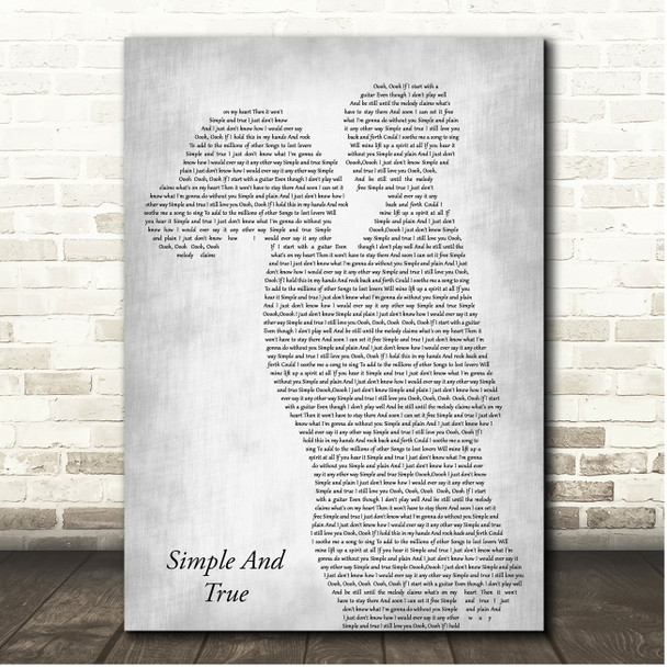 Little Voice Cast Simple And True Mother & Child Grey Song Lyric Print