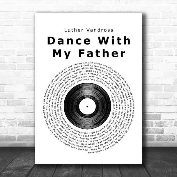 Luther Vandross Dance With My Father Vinyl Record Song Lyric Music Wall Art Print