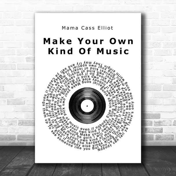 Mama Cass Elliot Make Your Own Kind Of Music Vinyl Record Song Lyric Music Wall Art Print