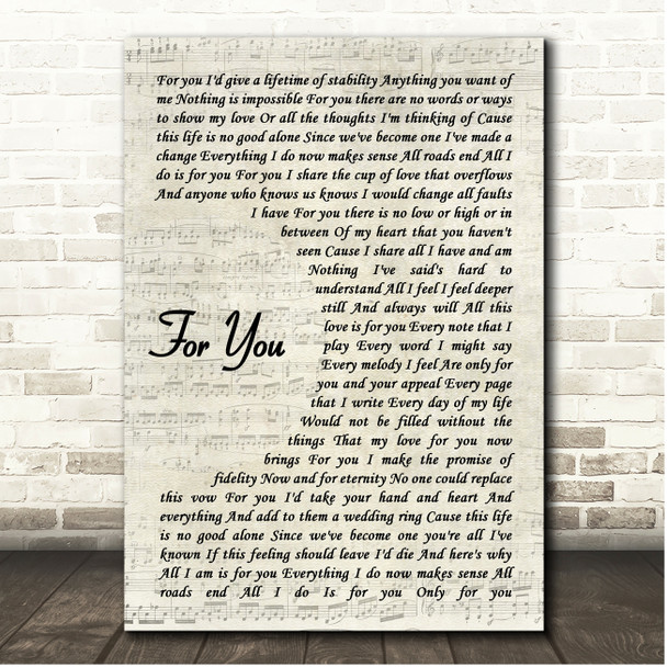 Kenny Lattimore For You Vintage Script Song Lyric Print