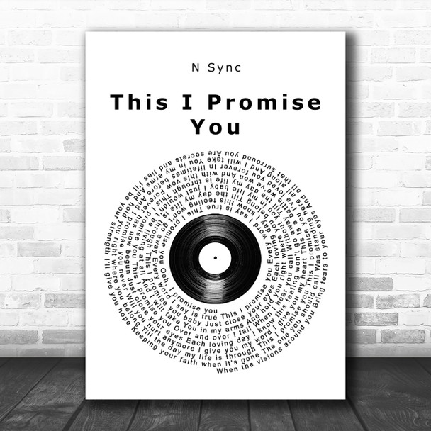 N Sync This I Promise You Vinyl Record Song Lyric Music Wall Art Print