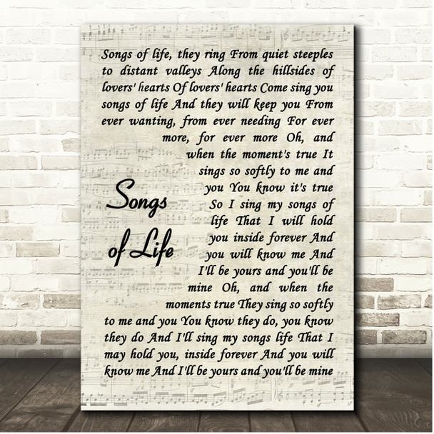 Neil Young Songs of Life Vintage Script Song Lyric Print