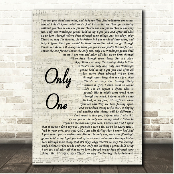 NF Only One Vintage Script Song Lyric Print