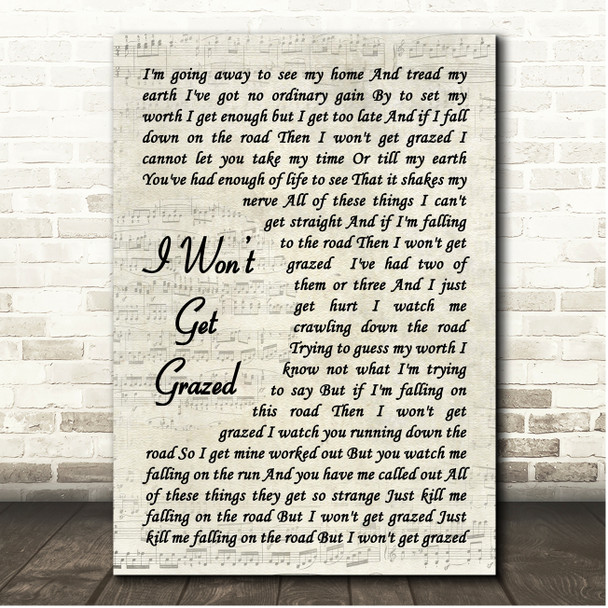 Ocean Colour Scene I Wont Get Grazed Vintage Script Song Lyric Print