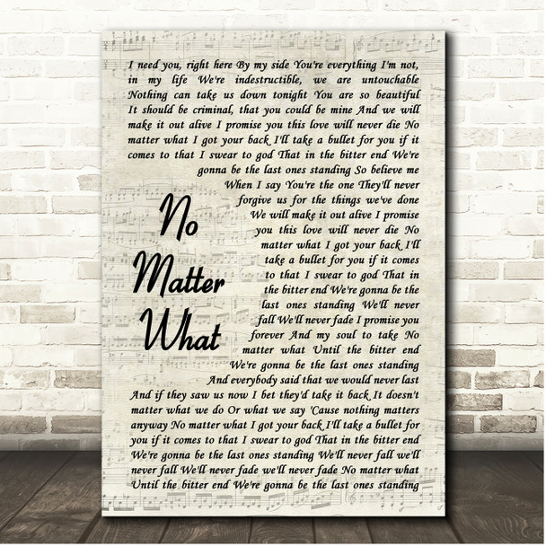 Papa Roach No Matter What Vintage Script Song Lyric Print