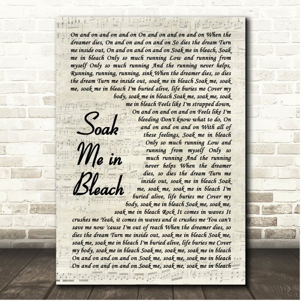 The Amity Affliction Soak Me in Bleach Vintage Script Song Lyric Print