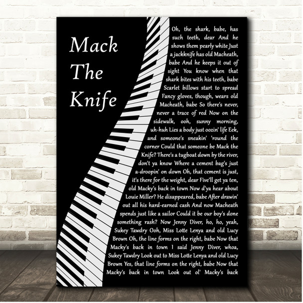 Bobby Darin Mack The Knife Piano Song Lyric Print