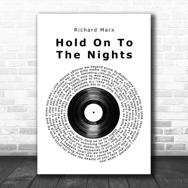 Richard Marx Hold On To The Nights Vinyl Record Song Lyric Music Wall Art Print