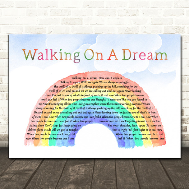 Empire Of The Sun Walking On A Dream Watercolour Rainbow & Clouds Song Lyric Print