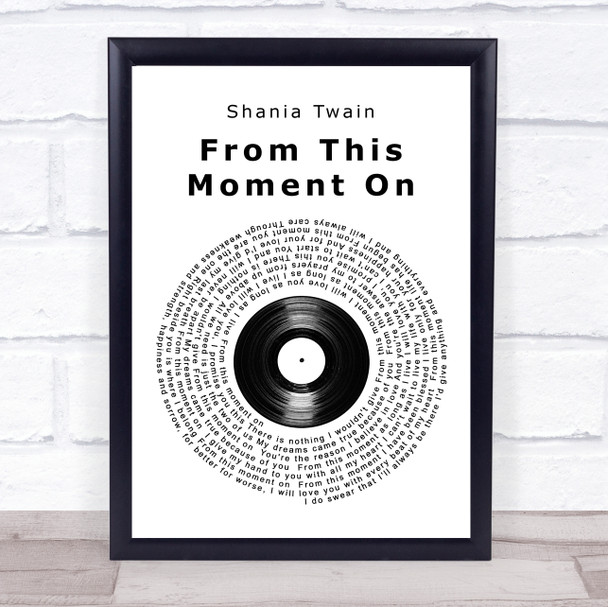 Shania Twain From This Moment On Vinyl Record Song Lyric Music Wall Art Print